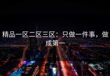 精品一区二区三区：只做一件事，做成第一
