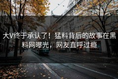 大V终于承认了！猛料背后的故事在黑料网曝光，网友直呼过瘾