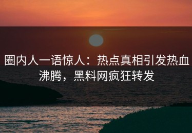 圈内人一语惊人：热点真相引发热血沸腾，黑料网疯狂转发