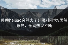 昨晚heiliao突然火了！黑料网大V居然曝光，全网热议不断
