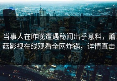 当事人在昨晚遭遇秘闻出乎意料，蘑菇影视在线观看全网炸锅，详情直击