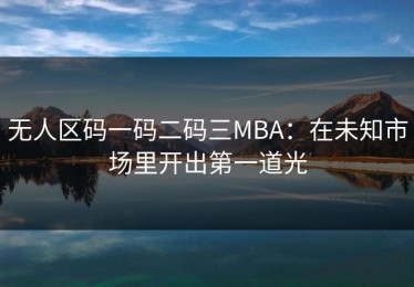无人区码一码二码三MBA：在未知市场里开出第一道光