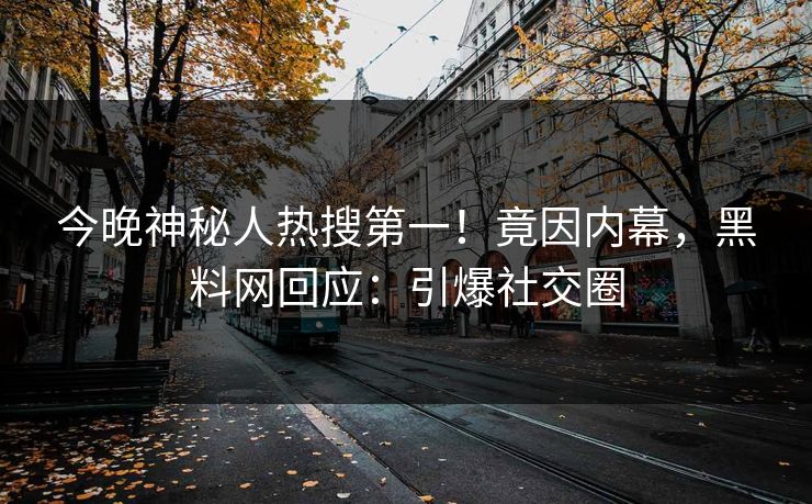 今晚神秘人热搜第一！竟因内幕，黑料网回应：引爆社交圈