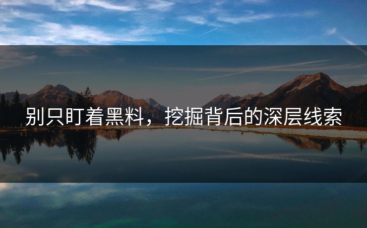 别只盯着黑料，挖掘背后的深层线索