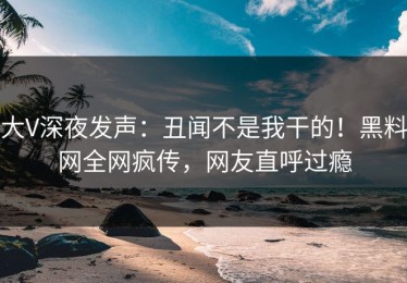 大V深夜发声：丑闻不是我干的！黑料网全网疯传，网友直呼过瘾