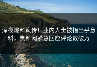 深夜爆料疯传！业内人士被指出乎意料，黑料网紧急回应评论数破万