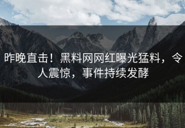 昨晚直击！黑料网网红曝光猛料，令人震惊，事件持续发酵