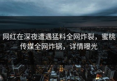 网红在深夜遭遇猛料全网炸裂，蜜桃传媒全网炸锅，详情曝光