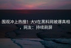 围观冲上热搜！大V在黑料网被爆真相，网友：持续刷屏
