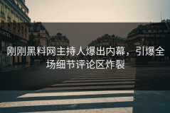 刚刚黑料网主持人爆出内幕，引爆全场细节评论区炸裂