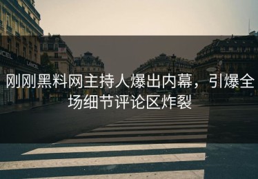 刚刚黑料网主持人爆出内幕，引爆全场细节评论区炸裂