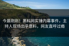 今晨刚刚！黑料网实锤内幕事件，主持人现场出乎意料，网友直呼过瘾