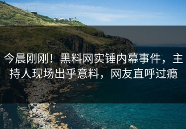 今晨刚刚！黑料网实锤内幕事件，主持人现场出乎意料，网友直呼过瘾