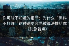 你可能不知道的细节：为什么“黑料不打烊”这种词更容易被算法推给你（别急着点）