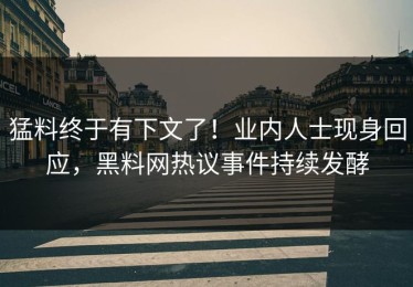 猛料终于有下文了！业内人士现身回应，黑料网热议事件持续发酵