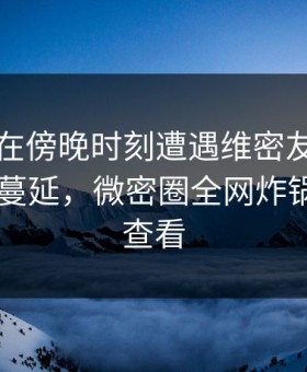 当事人在傍晚时刻遭遇维密友免费观看 暧昧蔓延，微密圈全网炸锅，详情查看