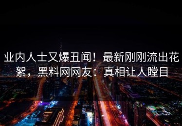 业内人士又爆丑闻！最新刚刚流出花絮，黑料网网友：真相让人瞠目