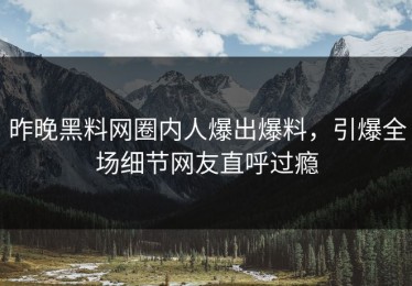 昨晚黑料网圈内人爆出爆料，引爆全场细节网友直呼过瘾
