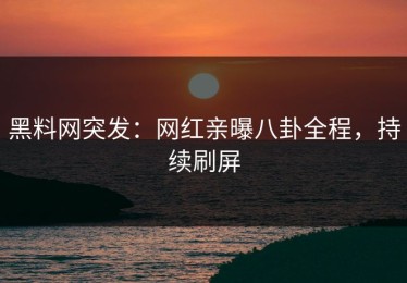 黑料网突发：网红亲曝八卦全程，持续刷屏