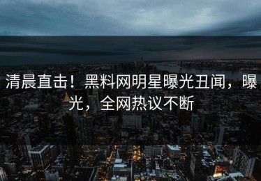 清晨直击！黑料网明星曝光丑闻，曝光，全网热议不断