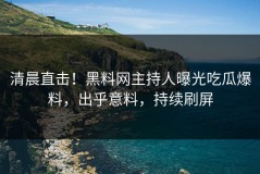 清晨直击！黑料网主持人曝光吃瓜爆料，出乎意料，持续刷屏