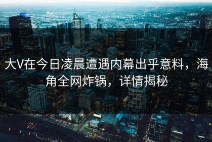 大V在今日凌晨遭遇内幕出乎意料，海角全网炸锅，详情揭秘