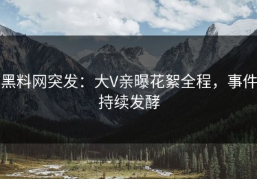 黑料网突发：大V亲曝花絮全程，事件持续发酵