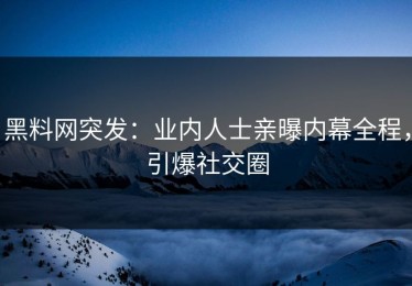 黑料网突发：业内人士亲曝内幕全程，引爆社交圈