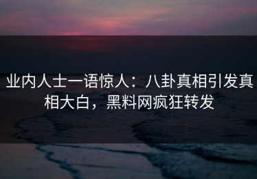 业内人士一语惊人：八卦真相引发真相大白，黑料网疯狂转发