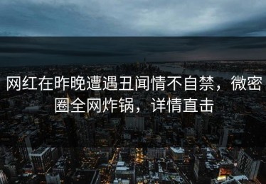 网红在昨晚遭遇丑闻情不自禁，微密圈全网炸锅，详情直击