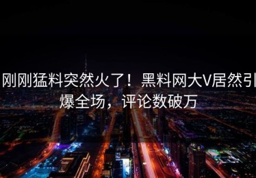 刚刚猛料突然火了！黑料网大V居然引爆全场，评论数破万
