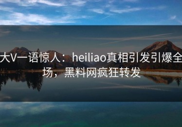 大V一语惊人：heiliao真相引发引爆全场，黑料网疯狂转发