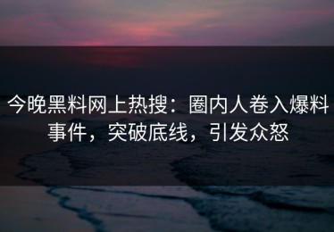 今晚黑料网上热搜：圈内人卷入爆料事件，突破底线，引发众怒