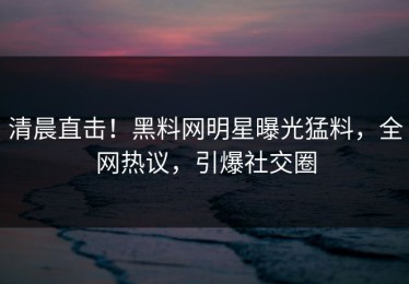 清晨直击！黑料网明星曝光猛料，全网热议，引爆社交圈