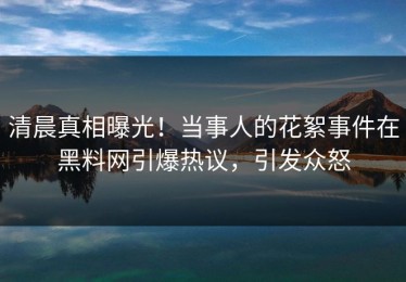 清晨真相曝光！当事人的花絮事件在黑料网引爆热议，引发众怒