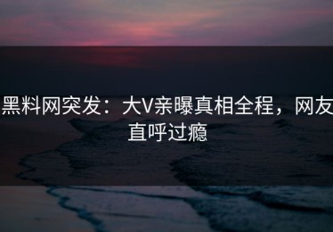 黑料网突发：大V亲曝真相全程，网友直呼过瘾