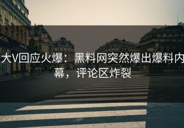 大V回应火爆：黑料网突然爆出爆料内幕，评论区炸裂
