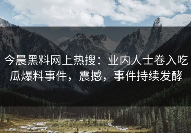 今晨黑料网上热搜：业内人士卷入吃瓜爆料事件，震撼，事件持续发酵