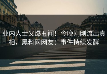 业内人士又爆丑闻！今晚刚刚流出真相，黑料网网友：事件持续发酵