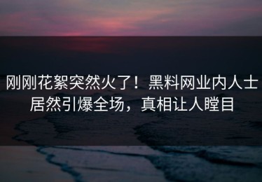 刚刚花絮突然火了！黑料网业内人士居然引爆全场，真相让人瞠目