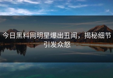 今日黑料网明星爆出丑闻，揭秘细节引发众怒