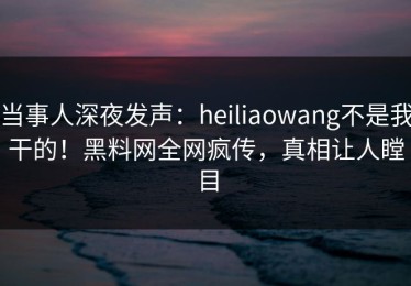 当事人深夜发声：heiliaowang不是我干的！黑料网全网疯传，真相让人瞠目