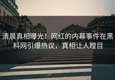 清晨真相曝光！网红的内幕事件在黑料网引爆热议，真相让人瞠目