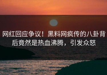 网红回应争议！黑料网疯传的八卦背后竟然是热血沸腾，引发众怒