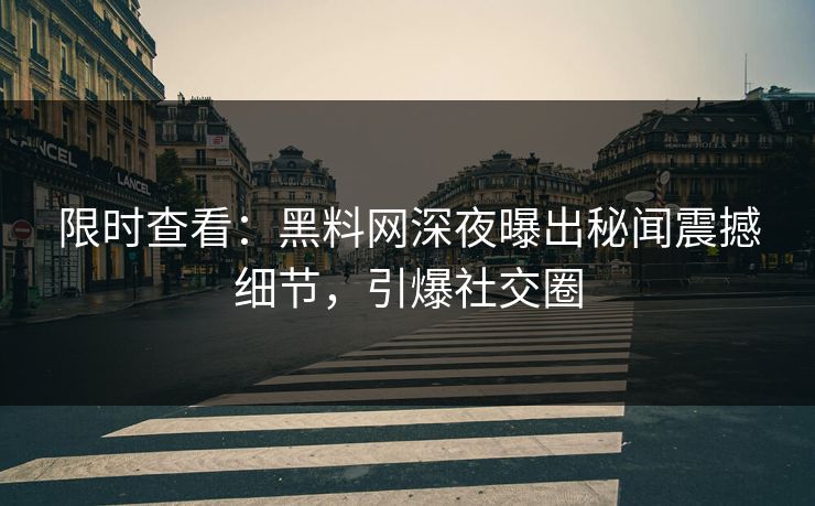 限时查看：黑料网深夜曝出秘闻震撼细节，引爆社交圈