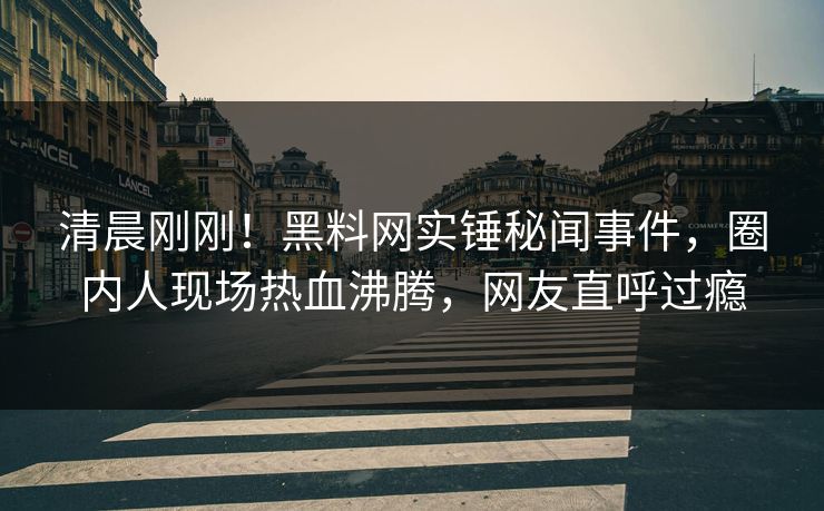 清晨刚刚！黑料网实锤秘闻事件，圈内人现场热血沸腾，网友直呼过瘾