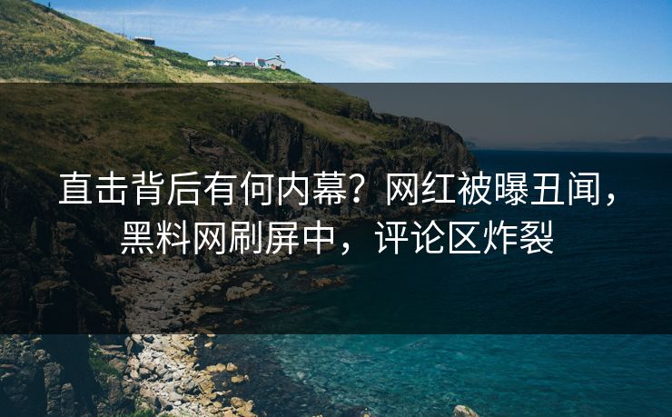 直击背后有何内幕？网红被曝丑闻，黑料网刷屏中，评论区炸裂