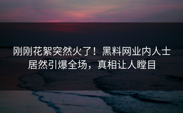 刚刚花絮突然火了！黑料网业内人士居然引爆全场，真相让人瞠目