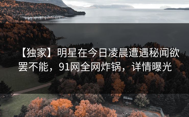 【独家】明星在今日凌晨遭遇秘闻欲罢不能，91网全网炸锅，详情曝光
